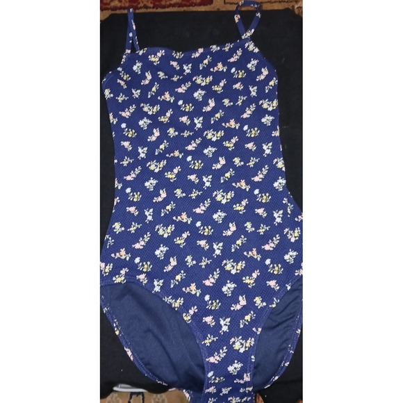 NEW Women's Navy Blue Dainty Floral One Piece Swimsuit, Size 4 - Picture 1 of 4